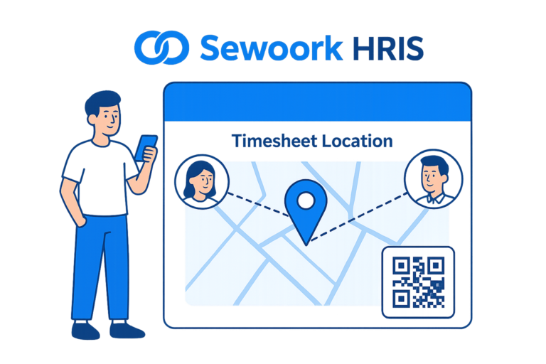 Setting timesheet locations on a map with QR code in Sewoork